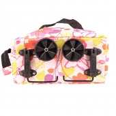 BEVÁSÁRLÓ TÁSKA KEREKEKKEL VIRÁGOS, RÓZSASZÍN