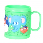 Műanyag bögre gyerekeknek (állatokkal zöld)