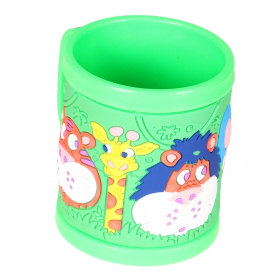 Műanyag bögre gyerekeknek (állatokkal zöld)