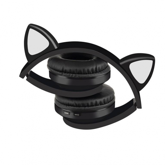 Vezeték nélküli macska fülek fejhallgató fekete