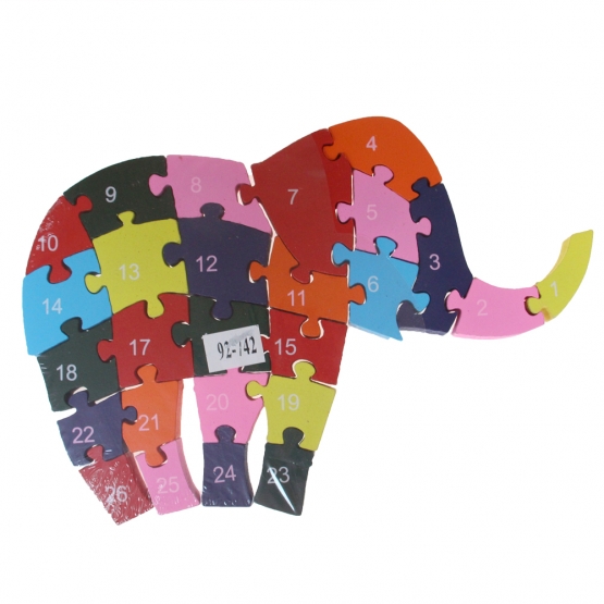 Oktató fa puzzle elefánt var.4