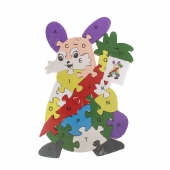 Oktató fa puzzle nyuszi sárgarépával