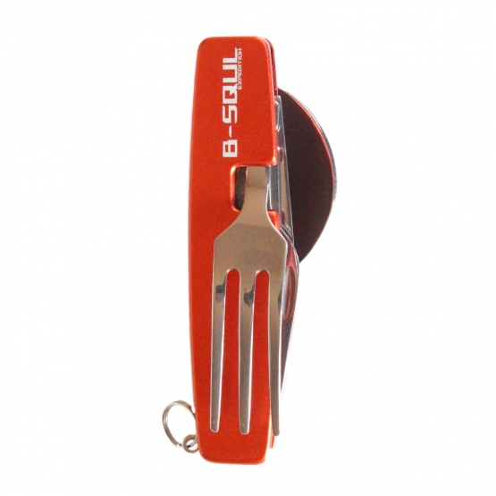 B-SQUL piros, összecsukható multifunkciós kemping evőeszköz