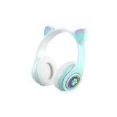 Vezeték nélküli fejhallgató macskafülekkel zöld