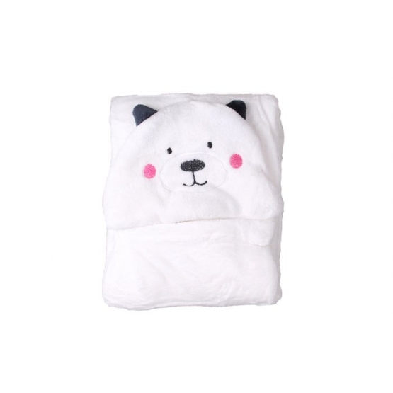 Happy Baby fehér babatakaró – macis arccal