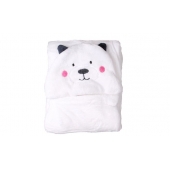 Happy Baby fehér babatakaró – macis arccal