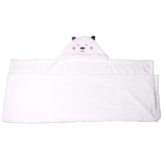 Happy Baby fehér babatakaró – macis arccal