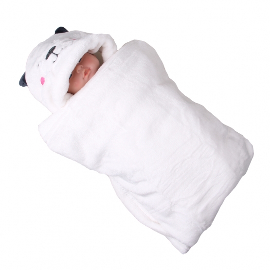 Happy Baby fehér babatakaró – macis arccal