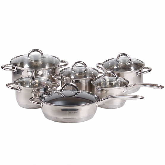 12 részes rozsdamentes acél lábaskészlet EH-9014