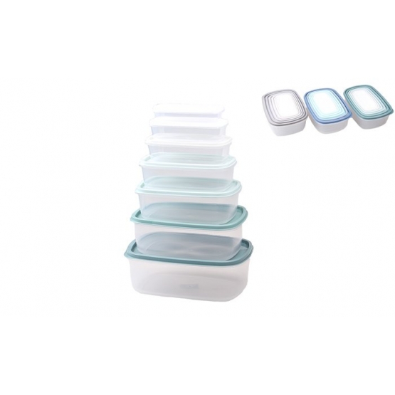 7 darabos műanyag tárolódoboz szett fedővel