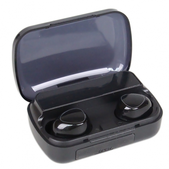 M10 fekete vezeték nélküli fülhallgató powerbankkal