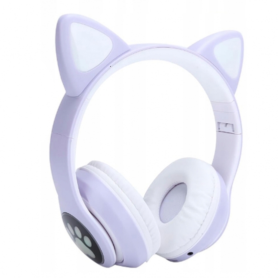 Vezeték nélküli fejhallgató macskafülekkel lila
