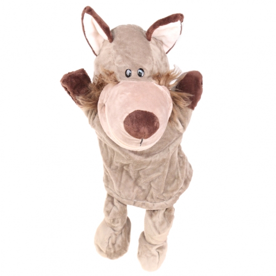 Plüss kesztyűbáb lábakkal farkas