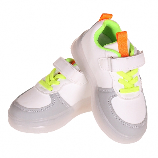 Világító gyerek tornacipő, háromszínű, szürke