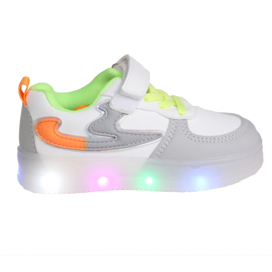 Világító gyerek tornacipő, háromszínű, szürke