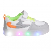 Világító gyerek tornacipő, háromszínű, szürke
