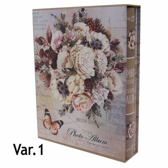 FOTÓALBUM 200 FÉNYKÉPHEZ, CSOKORRAL, BÉZS