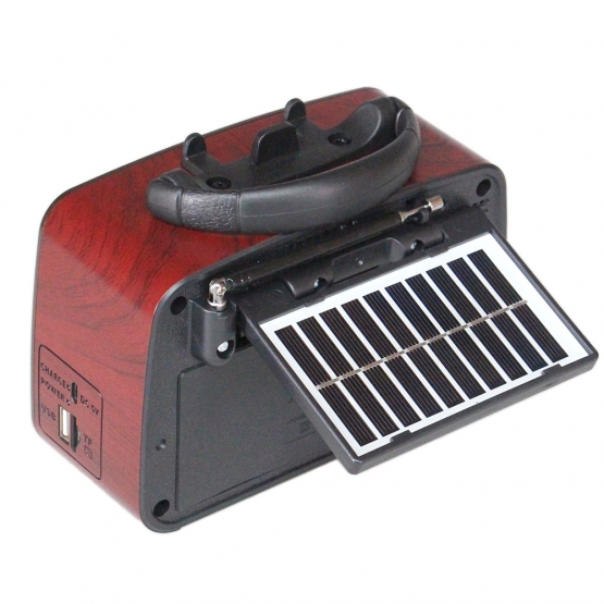 Hordozható 3 sávos GOLON napelemes rádió barna