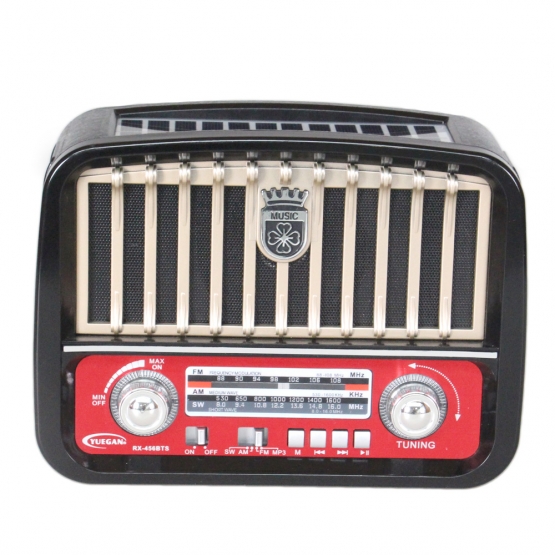 Hordozható 3 sávos napelemes rádió fekete-arany MUSIC