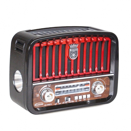 Hordozható 3 sávos napelemes rádió fekete–piros MUSIC