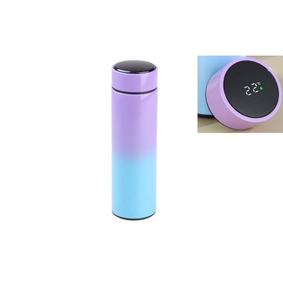 Rozsdamentes termosz LED kijelzővel lila