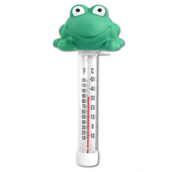 Medencés hőmérő úszóval, béka forma