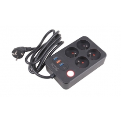 Hosszabbító kábel 2 m 4 aljzattal és USB-vel