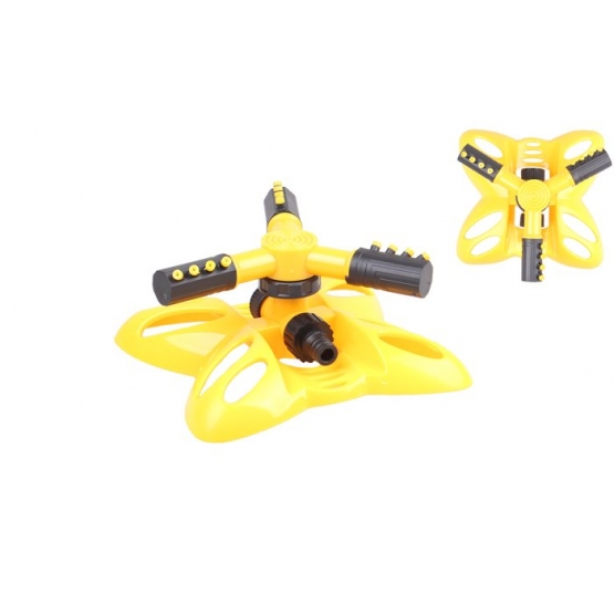 Kerti forgó öntöző pillangó alaplappal, sárga