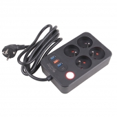 Hosszabbító kábel 2 m 4 aljzattal és USB-vel