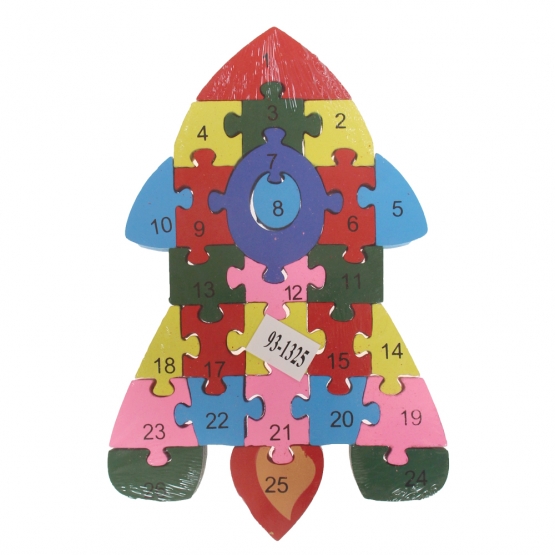 Oktató fa puzzle rakéta