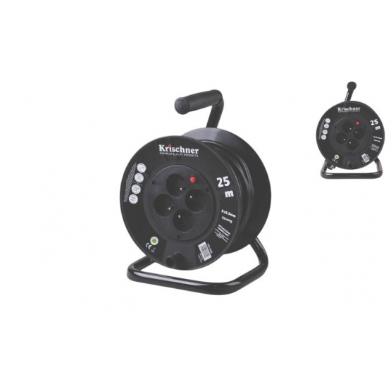 Kábeldobos hosszabbító 25 m fekete 2,5 mm