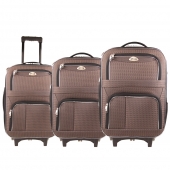 Szövet utazási bőrönd készlet 3 db barna 2
