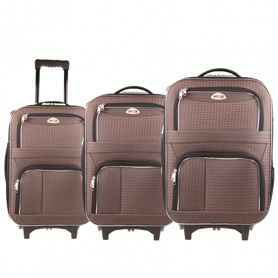 Szövet utazási bőrönd készlet 3 db barna 3