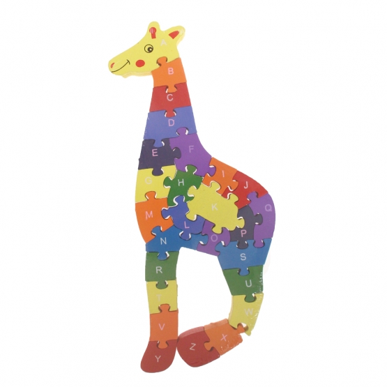 Oktató fa puzzle zsiráf var.5