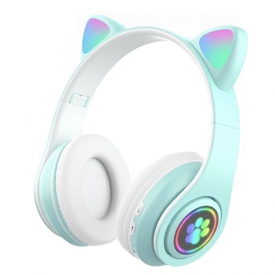 Vezeték nélküli fejhallgató macskafülekkel zöld