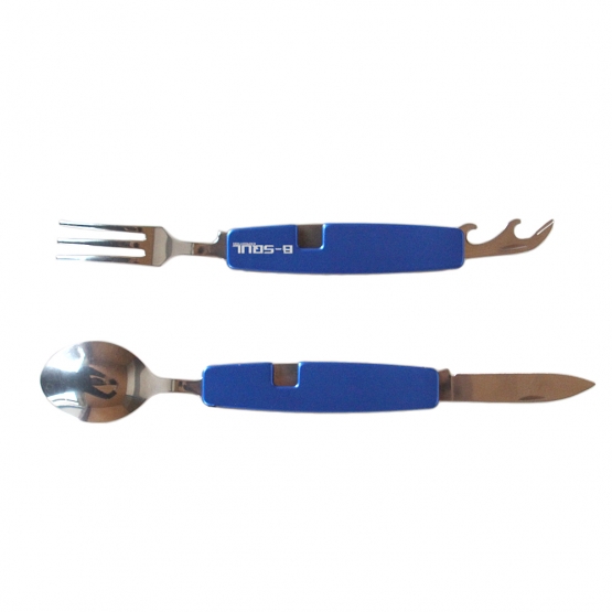 B-SQUL kék, összecsukható multifunkciós kemping evőeszköz