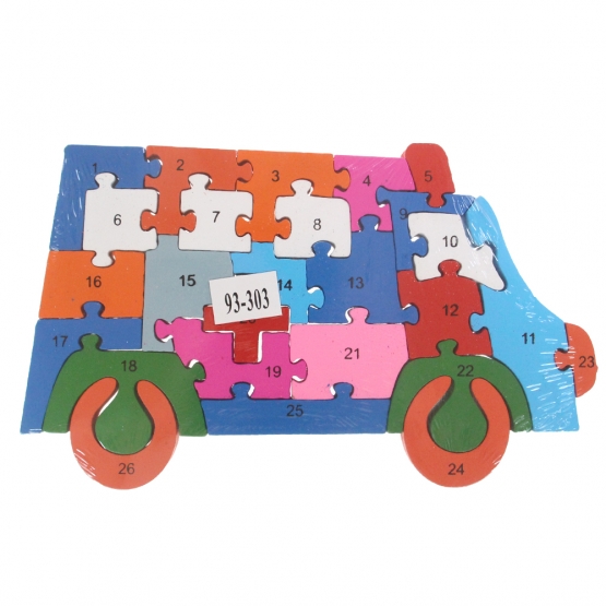 Oktató fa puzzle mikrobus
