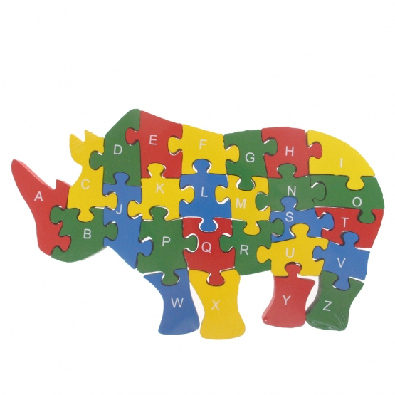 Oktató fa puzzle orrszarvú