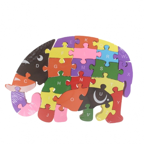 Oktató fa puzzle elefánt var.5