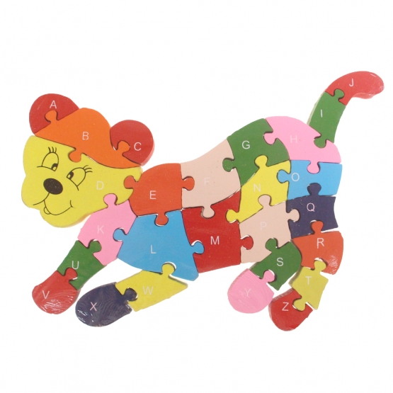 Oktató fa puzzle oroszlánkölyök