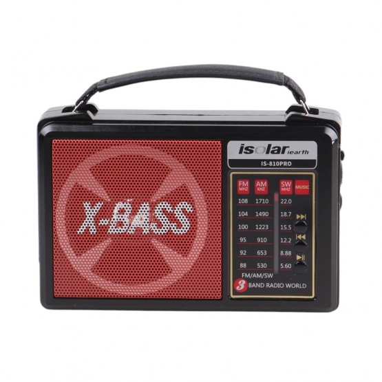 Napelemes 3 sávos rádió IS-810PRO piros