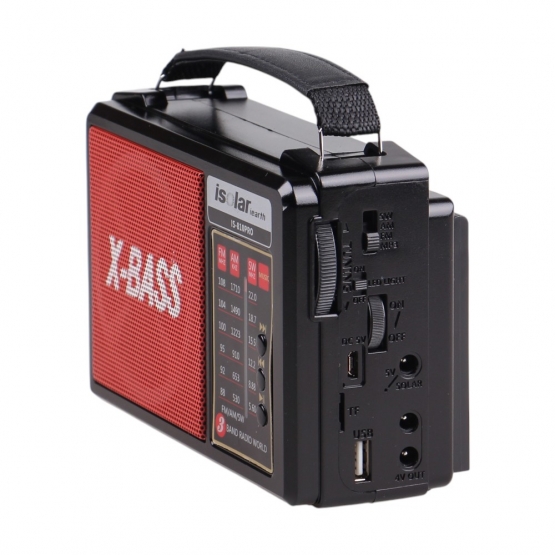 Napelemes 3 sávos rádió IS-810PRO piros