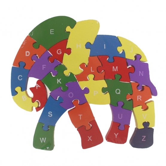 Oktató fa puzzle elefánt var.6