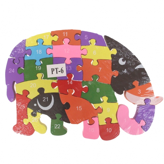 Oktató fa puzzle elefánt var.5