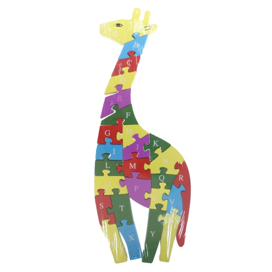 Oktató fa puzzle zsiráf var.3