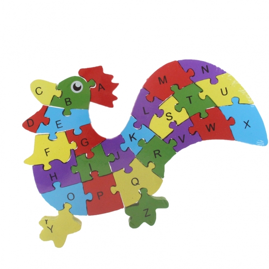 Oktató fa puzzle kakas var.2