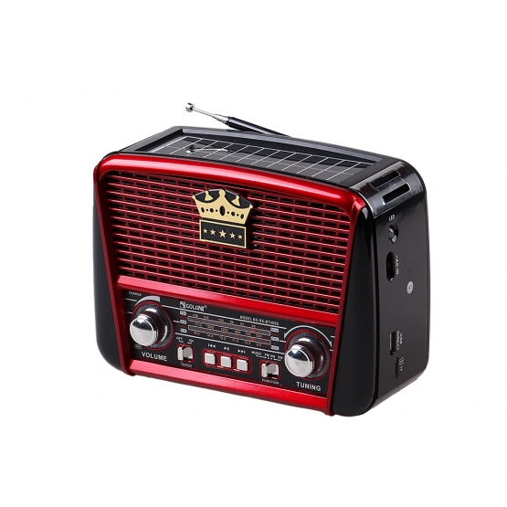 3-pásmové solárne rádio s Bluetooth čierno-červené KORUNA