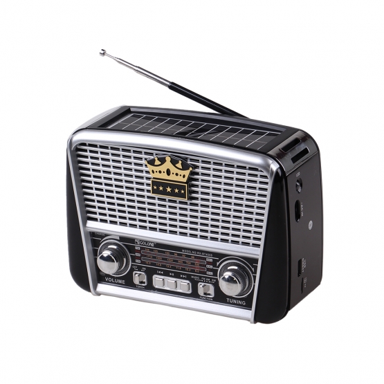 3-pásmové solárne rádio s Bluetooth čierno-strieborné KORUNA