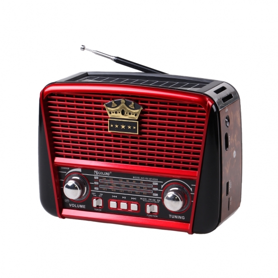 3-pásmové solárne rádio s Bluetooth hnedo-červené KORUNA