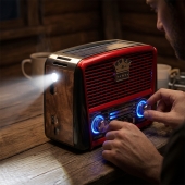 3-pásmové solárne rádio s Bluetooth hnedo-červené KORUNA